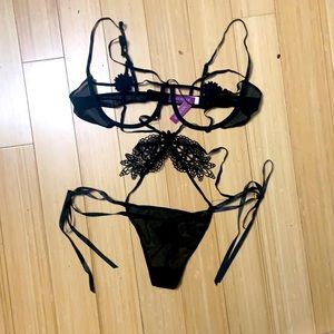 Adore Me Black Strappy Lingerie “Sashey” piece XL